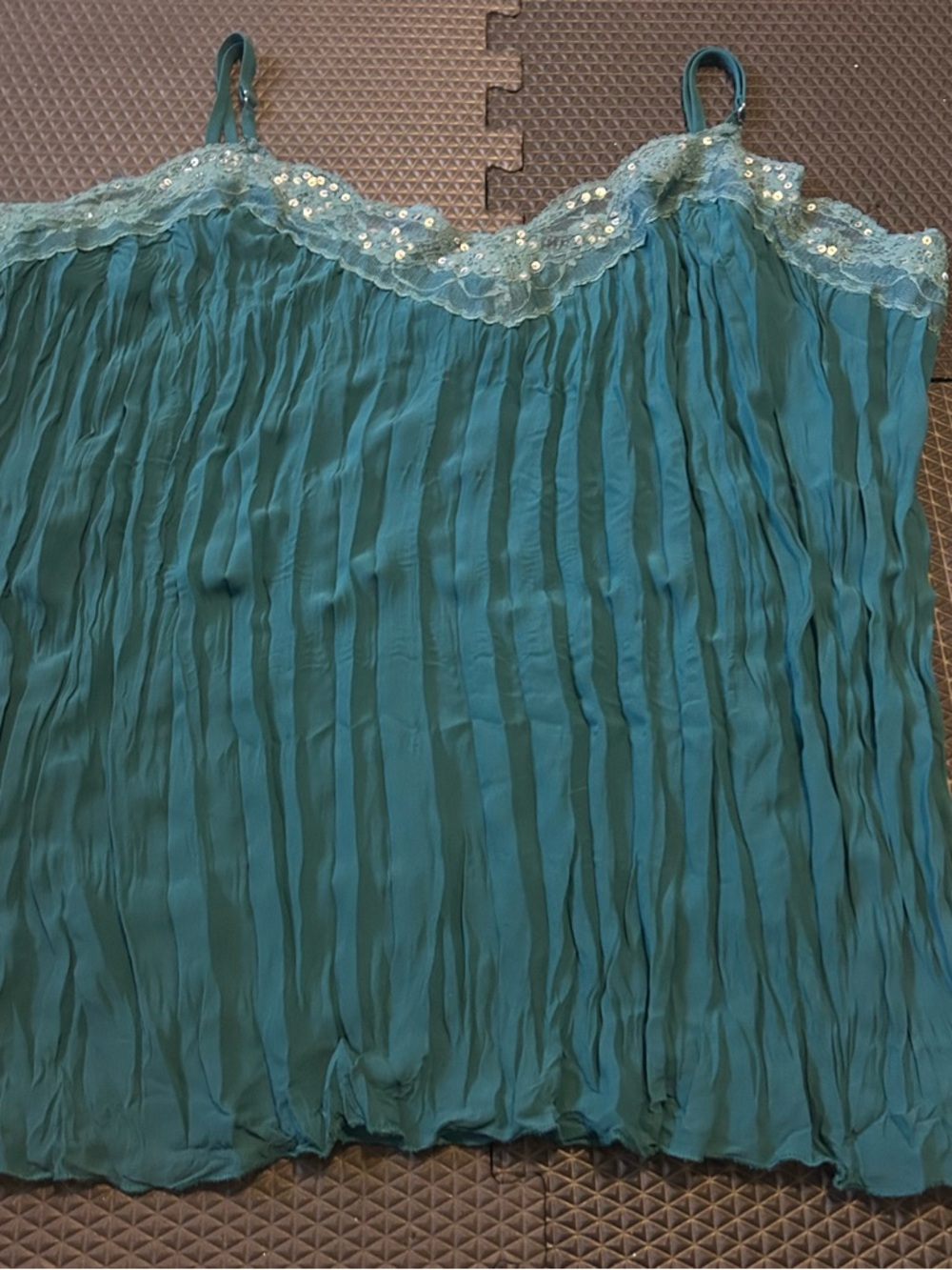 Separates NYC Design Co Teal Solid Lace & Sequin Trim Polyester Camisole XL